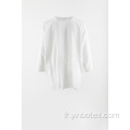 Blouse en mousseline blanche à manches 3/4